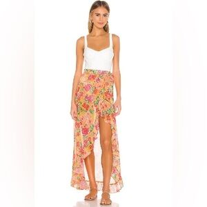 Lovers + Friends Waves For Days Vibrant Floral Wrap High Low Skirt